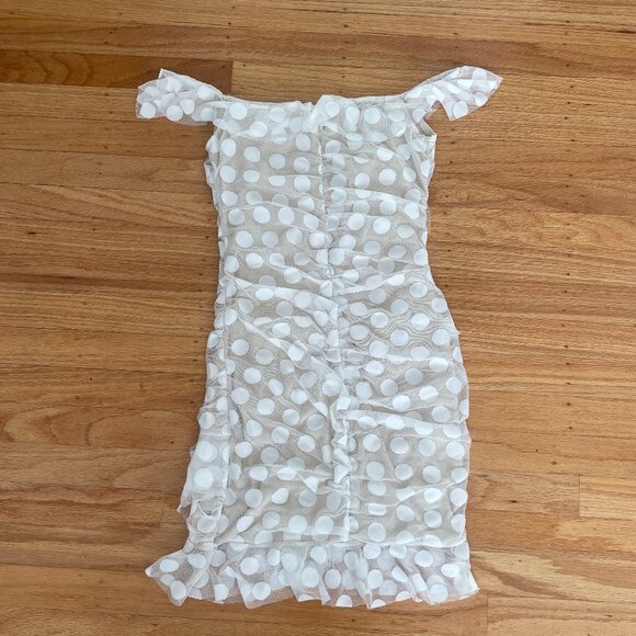 Polka Dot Dress with Ruffles - White - Picture 3 of 4
